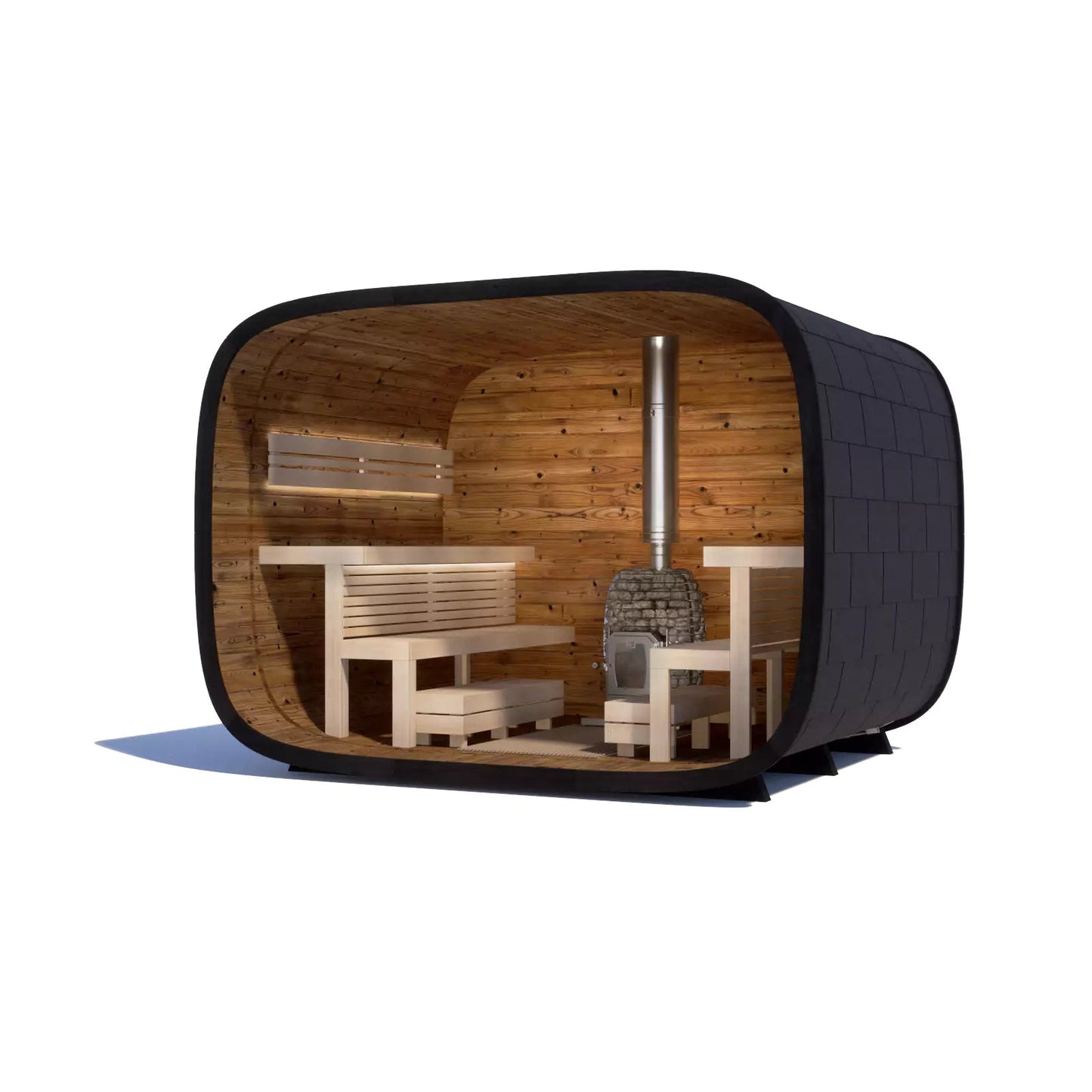 Echo Round Cube Outdoor Cabin Sauna For 6-8 People (Facing Benches